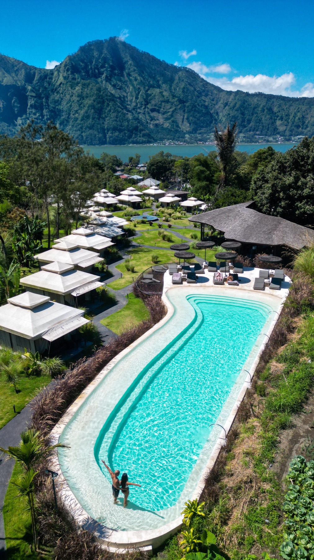 Aerial view of Toteme Glamping Kintamani and its pool